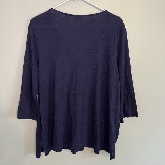 J Jill Womens Navy Blue Embroidered Pullover Shirt Petite Sz XL - Picture 11 of 11